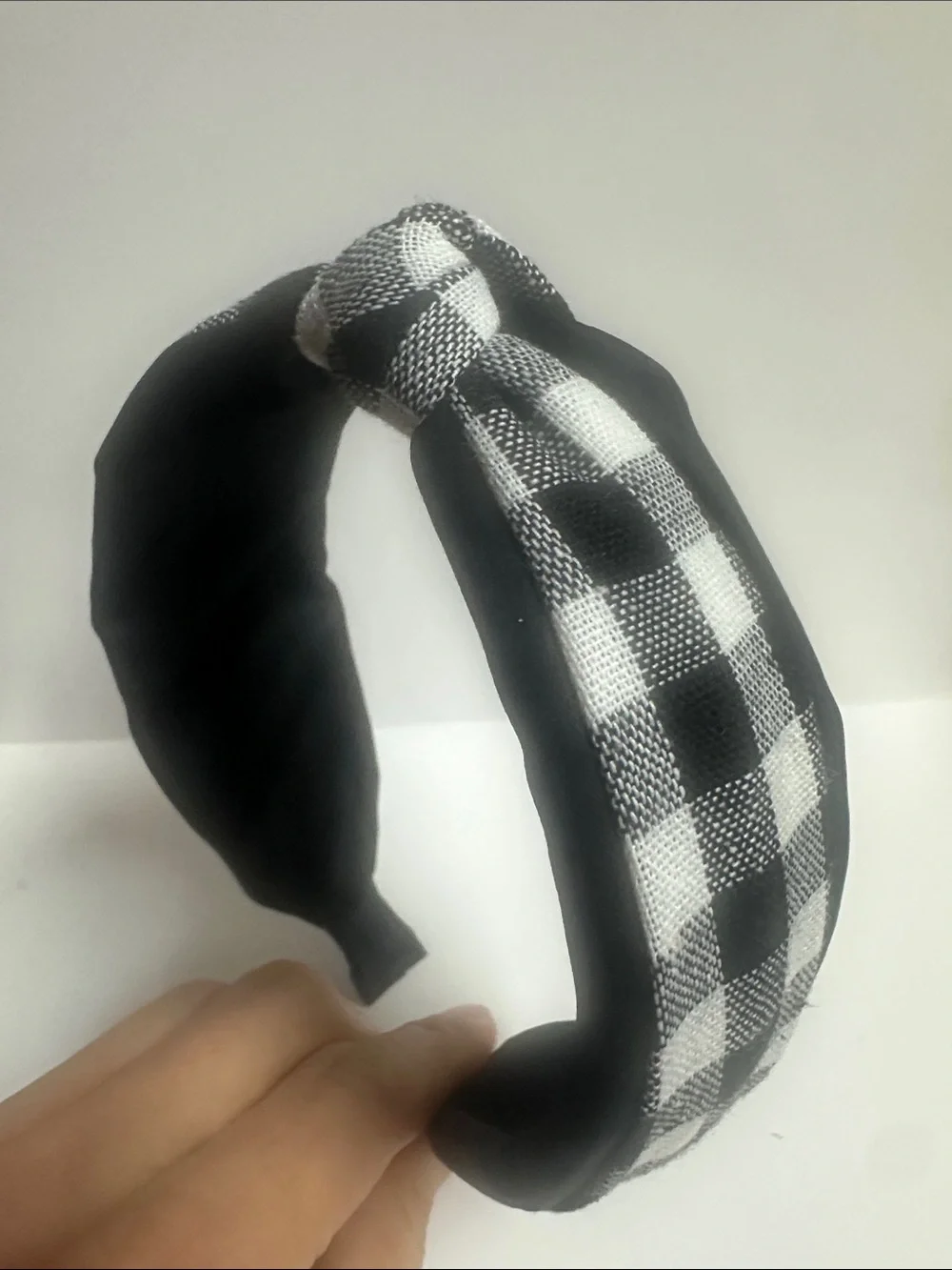Black & White Plaid Knot Headband